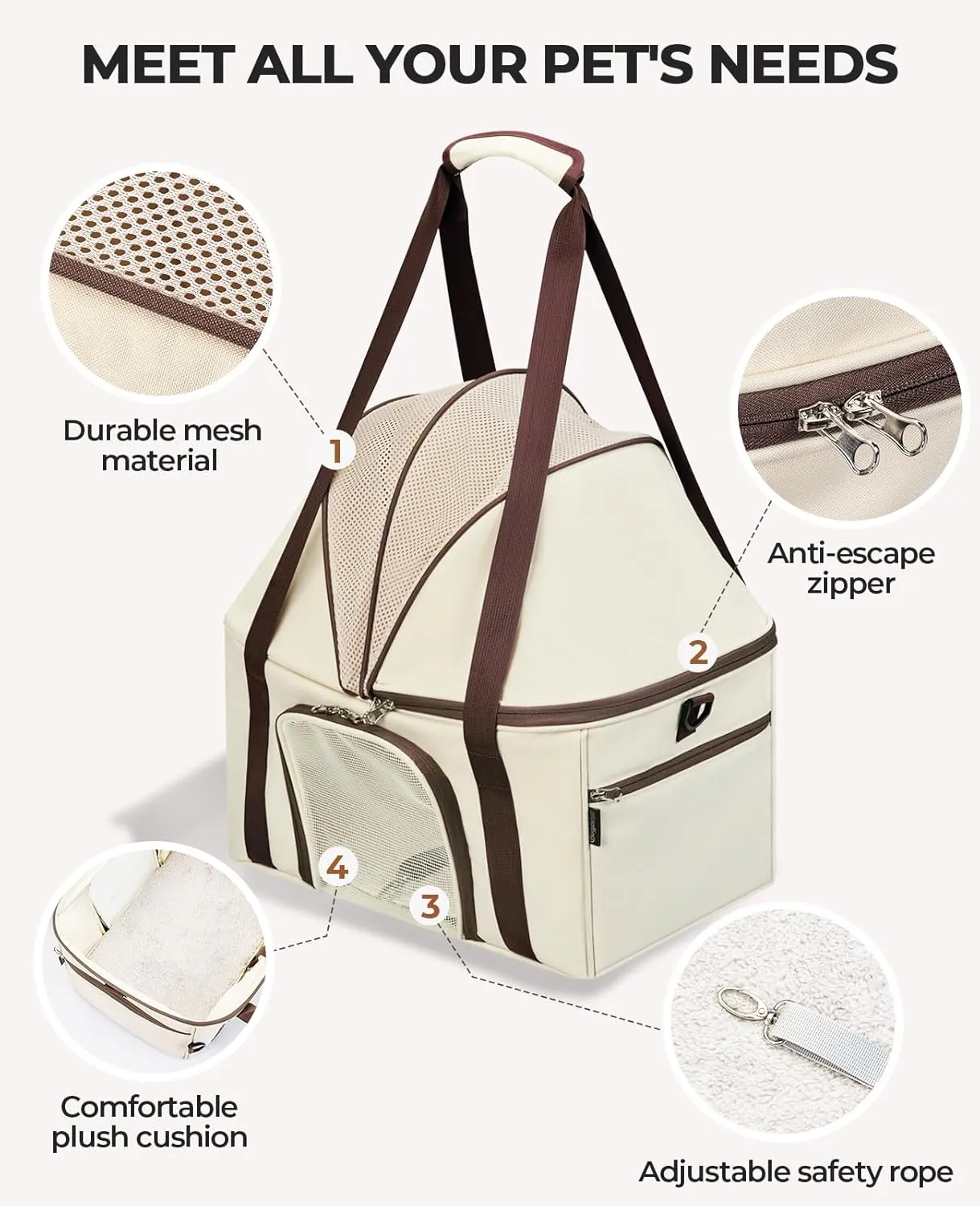 BurgeonNest Top-Expandable Large Cat Carrier, Soft Sided Cat Bag Carrier for Medium Large Pet 15 lbs, Upgrade Small Dog Car Seat, Collapsible Puppy Travel Bag with Semi-Open Mode Canopy