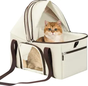 BurgeonNest Top-Expandable Large Cat Carrier, Soft Sided Cat Bag Carrier for Medium Large Pet 15 lbs, Upgrade Small Dog Car Seat, Collapsible Puppy Travel Bag with Semi-Open Mode Canopy