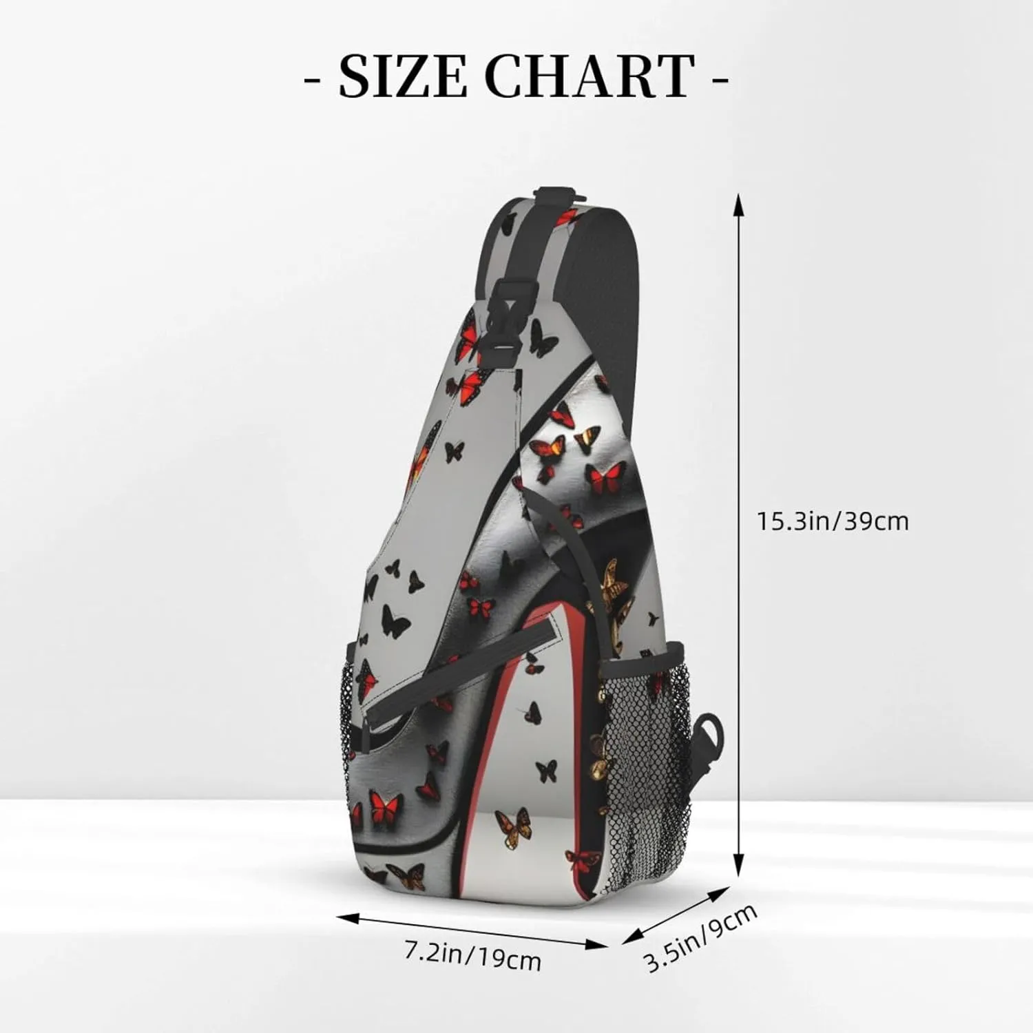 Butterfly High Heel Print Sling Backpack, Sling Bag, Crossbody Chest Bag Daypack, for Hiking Travel