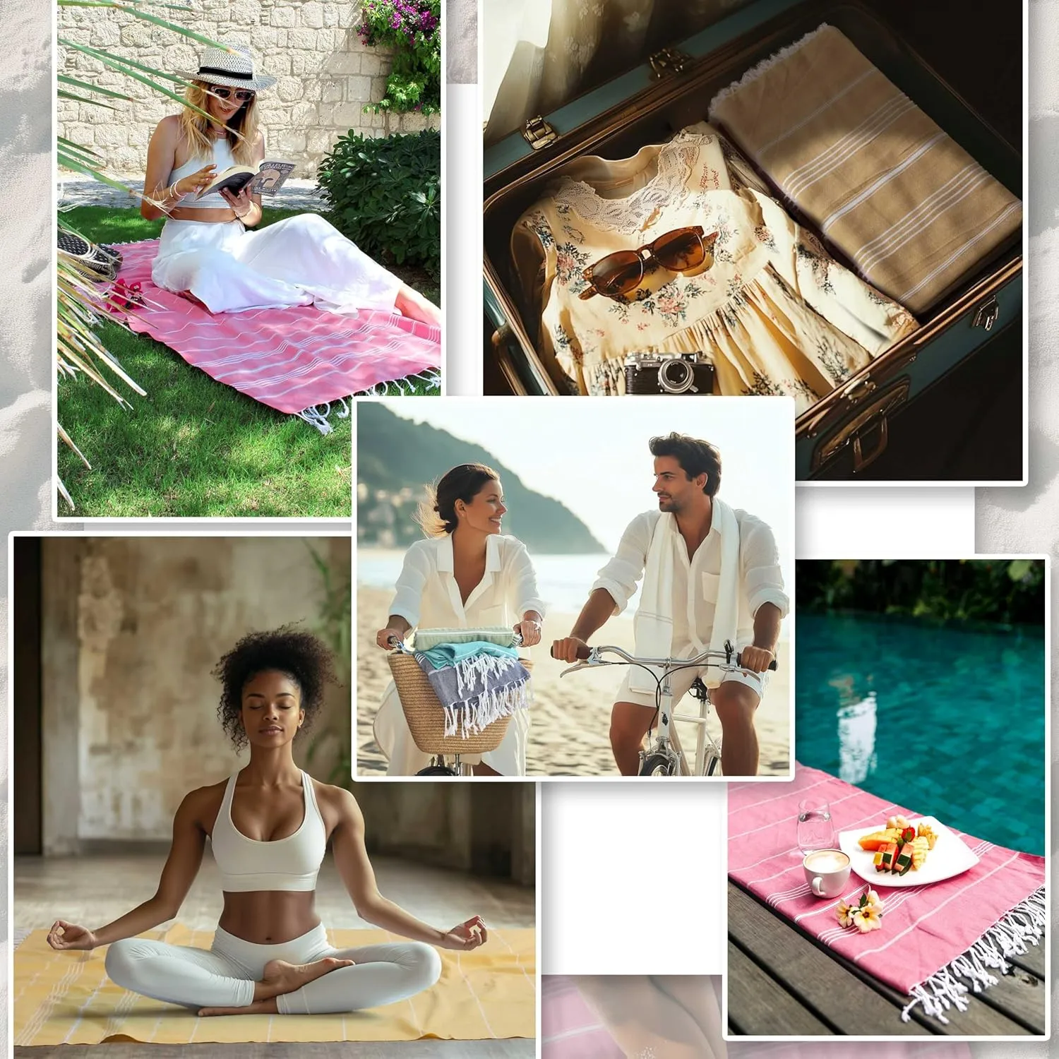Cacala Lightweight and Thin Turkish Beach Towel 100% Cotton Sand-Free and Quick-Drying Goodness Perfect as an Extra Large Travel Towel, Beach Accessory, or Gift for Beach Lovers, 37 x 70