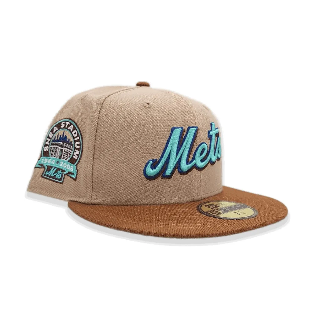 Camel New York Mets Toast Visor Mint Green Bottom Shea Stadium Side Patch New Era 59Fifty Fitted