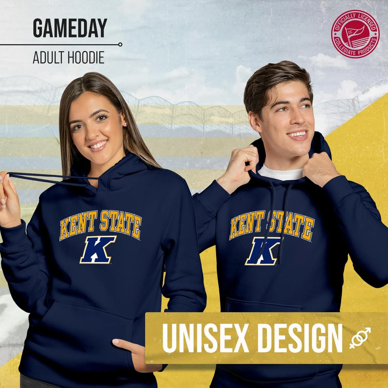 Campus Colors Long Sleeves NCAA Adult Arch & Logo Gameday Unisex Hooded Sweatshirt