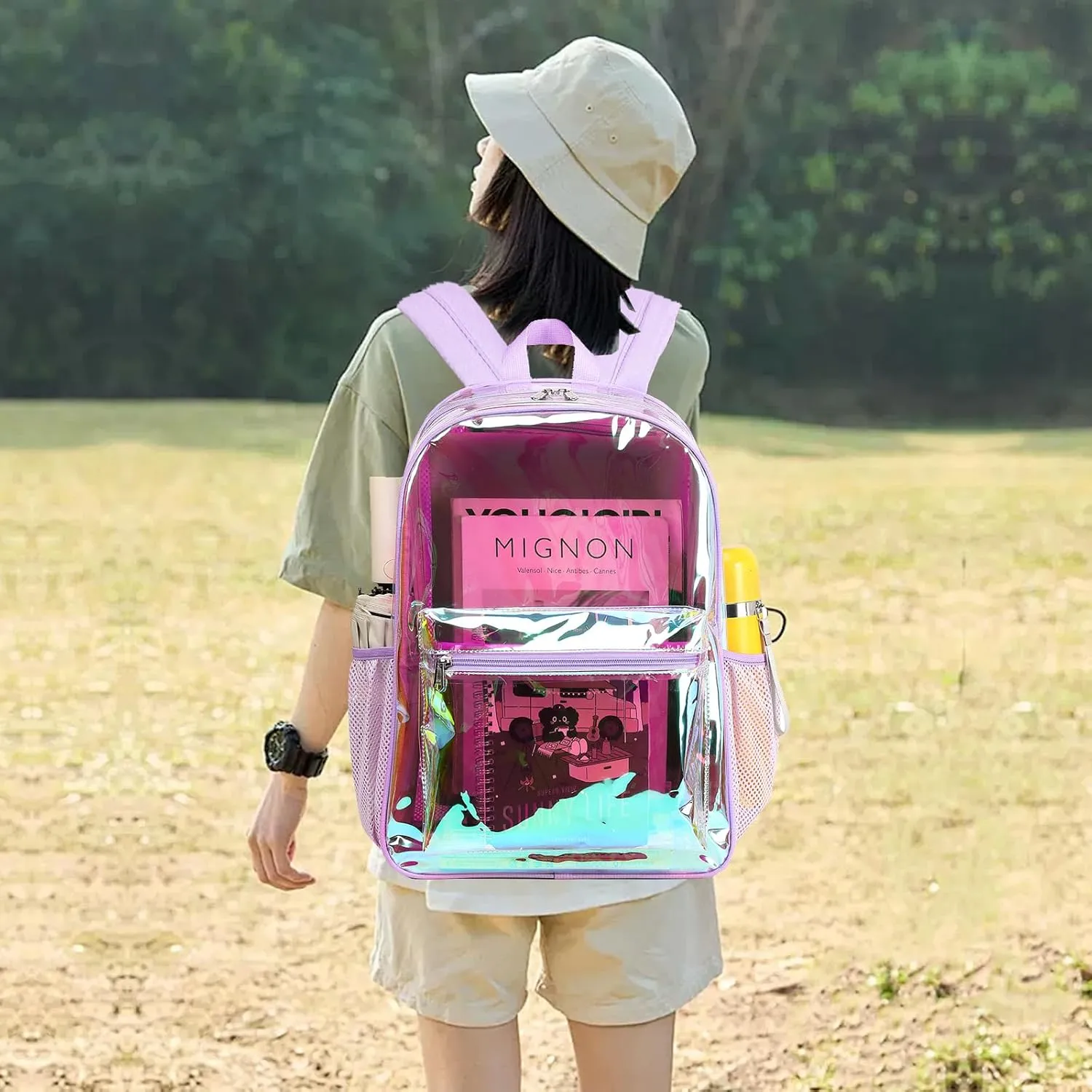 CAMTOP Clear Backpack Heavy Duty Transparent Bag See Through BookBag for Student School Work Festival Sport Travel
