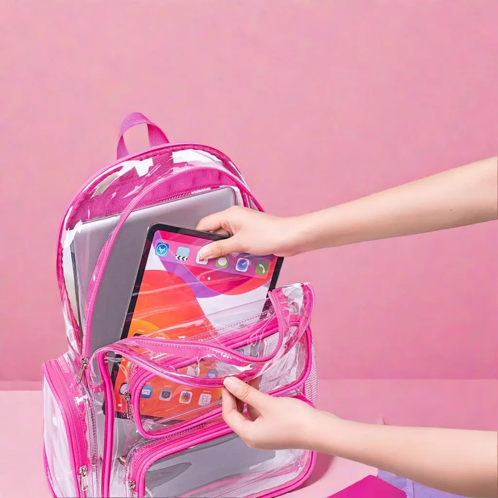 CAMTOP Clear Backpack Heavy Duty Transparent Bag See Through BookBag for Student School Work Festival Sport Travel