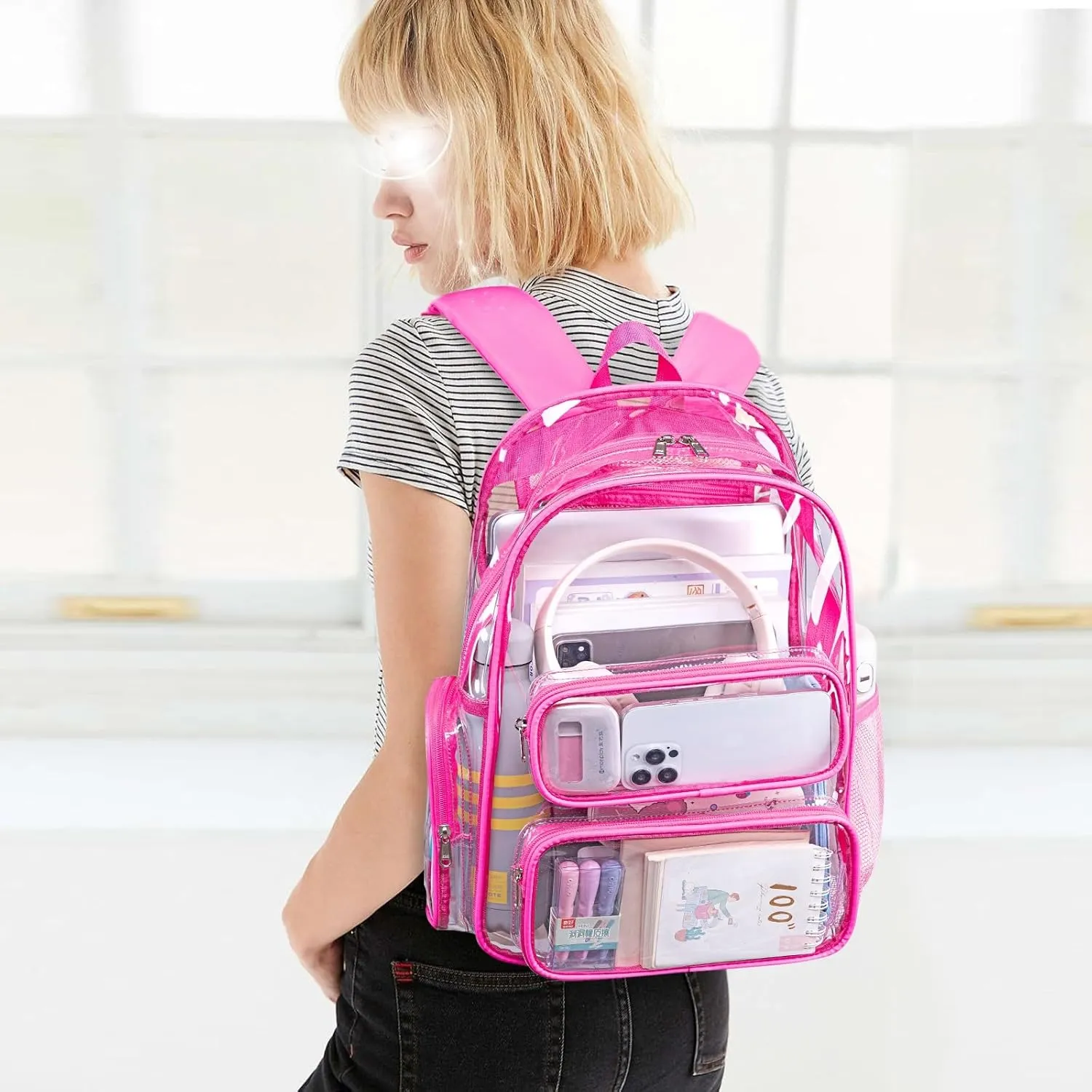 CAMTOP Clear Backpack Heavy Duty Transparent Bag See Through BookBag for Student School Work Festival Sport Travel