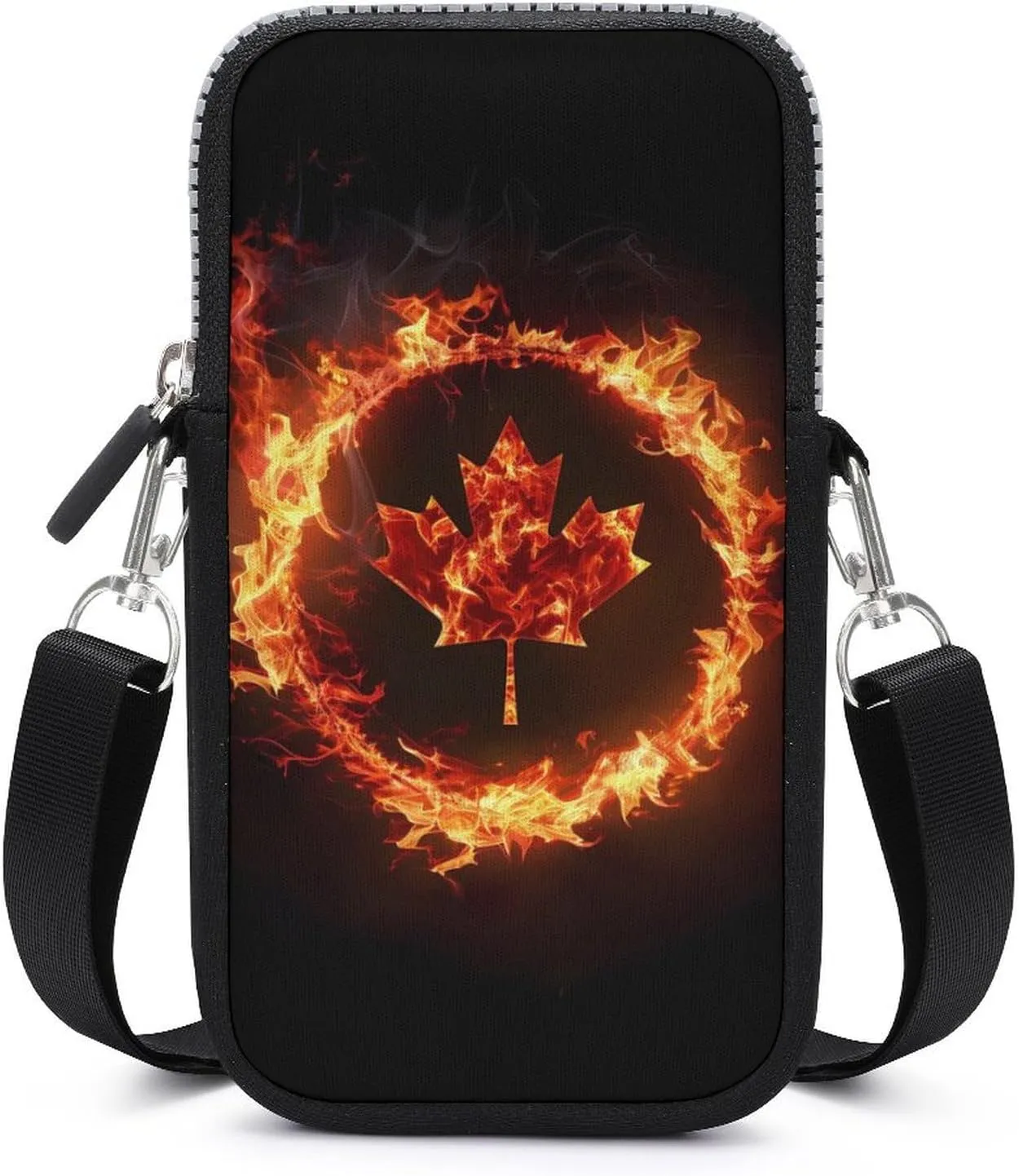 Canada Flag Canadian Flame Flag Crossbody Phone Bag Mini Shoulder Bag Cute Cell Phone Purse for Men Women