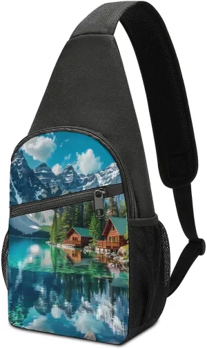 Canada Ohara Lake Yoho National Park With Mountains Nature Scenery Crossbody Bags for Women Men Sling Bag Bakpack Shoulder Bag Travel Hiking Daypack