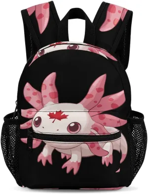 Canadian Axolotl Lover Flag Backpack Cute Laptop Bag Mini Shoulder Bags Travel Casual Daypacks 13 Inch