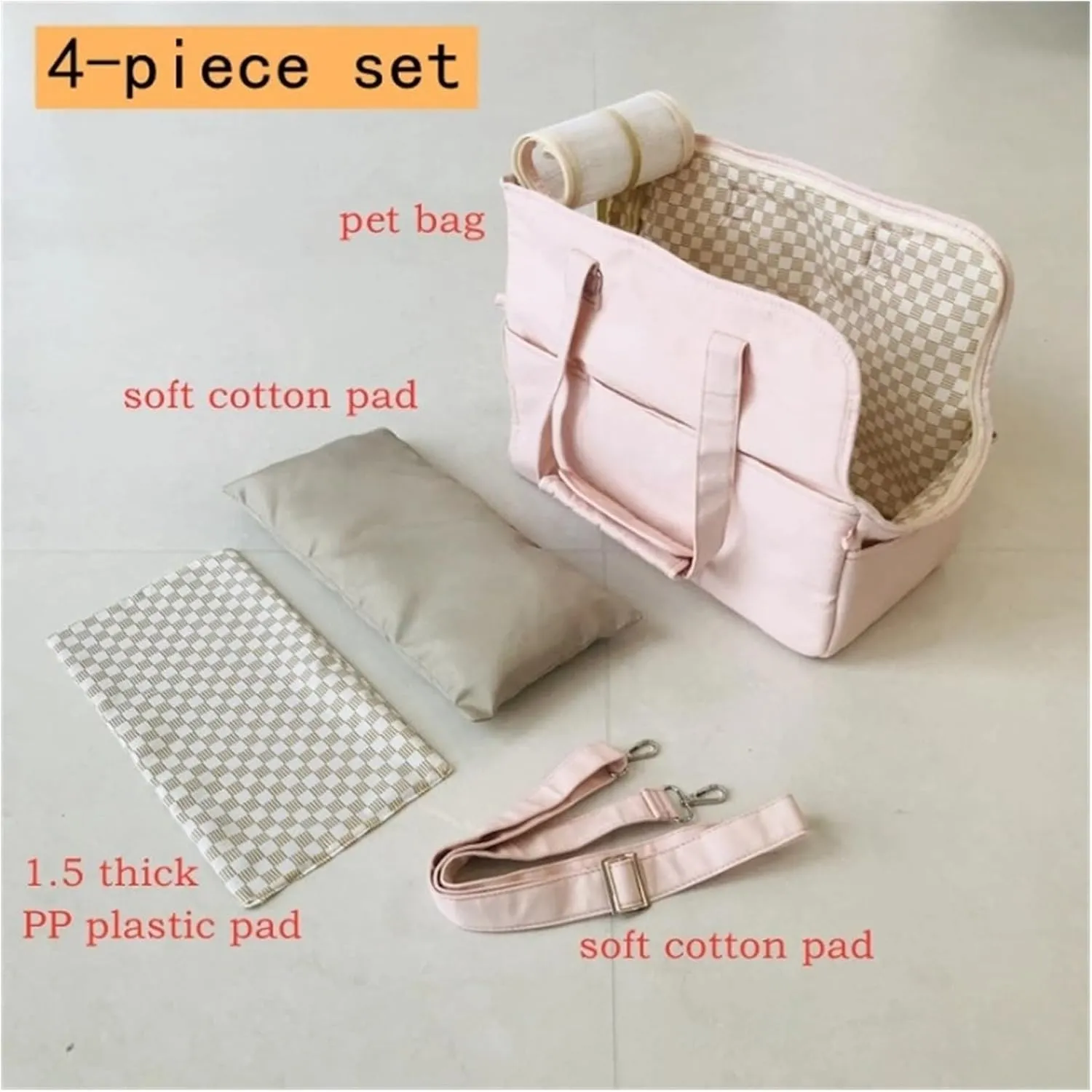 Canvas Dogs Carrier Portable Dog Bag Pet Cat Shoulder Handbag Car Seat Bed Safety Belt Travel Chihuahua Dog Supplies(S8601 Beige)