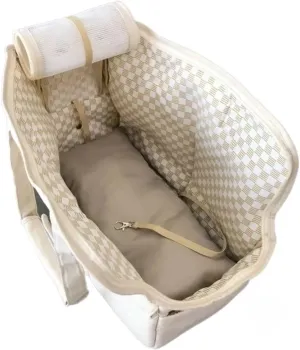 Canvas Dogs Carrier Portable Dog Bag Pet Cat Shoulder Handbag Car Seat Bed Safety Belt Travel Chihuahua Dog Supplies(S8601 Beige)