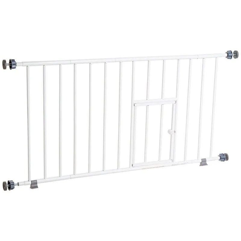 Carlson Pet Products MINI Expandable Extra Wide Pet Gate with Small Pet Door (916006), White, 18-31 inches