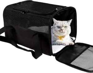 Carriers Soft Sided Durable Pet Carrier for Small Medium Cats Dogs Puppies 15Lbs,Top Load Breathable Mesh Window Carrier with TSA Airline Approved (Medium,Black)