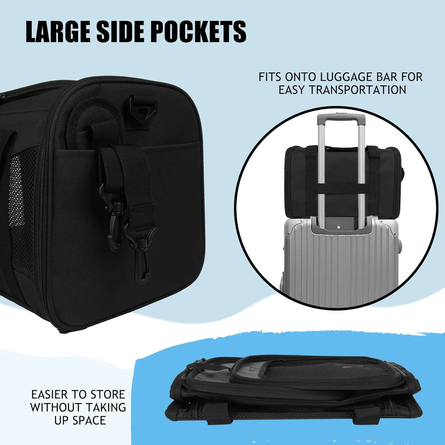 Carriers Soft-Sided Pet Carrier for Cats Dogs Under 15 lbs,TSA Airline Approved with 4 Ventilated Windows(Medium,Black)