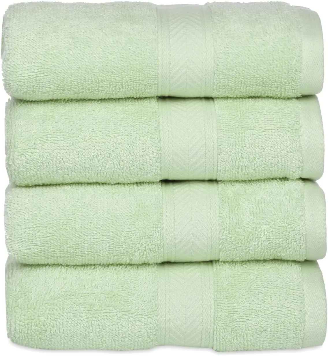 Casa Lino 100% Cotton Hand Towels for Bathroom - Soft, Highly Absorbent & Quick Dry Kitchen Towels - Gym Towel Set - Travel Towel Set - 24" x 16" - Pack of 4 - (Light Sage Green)