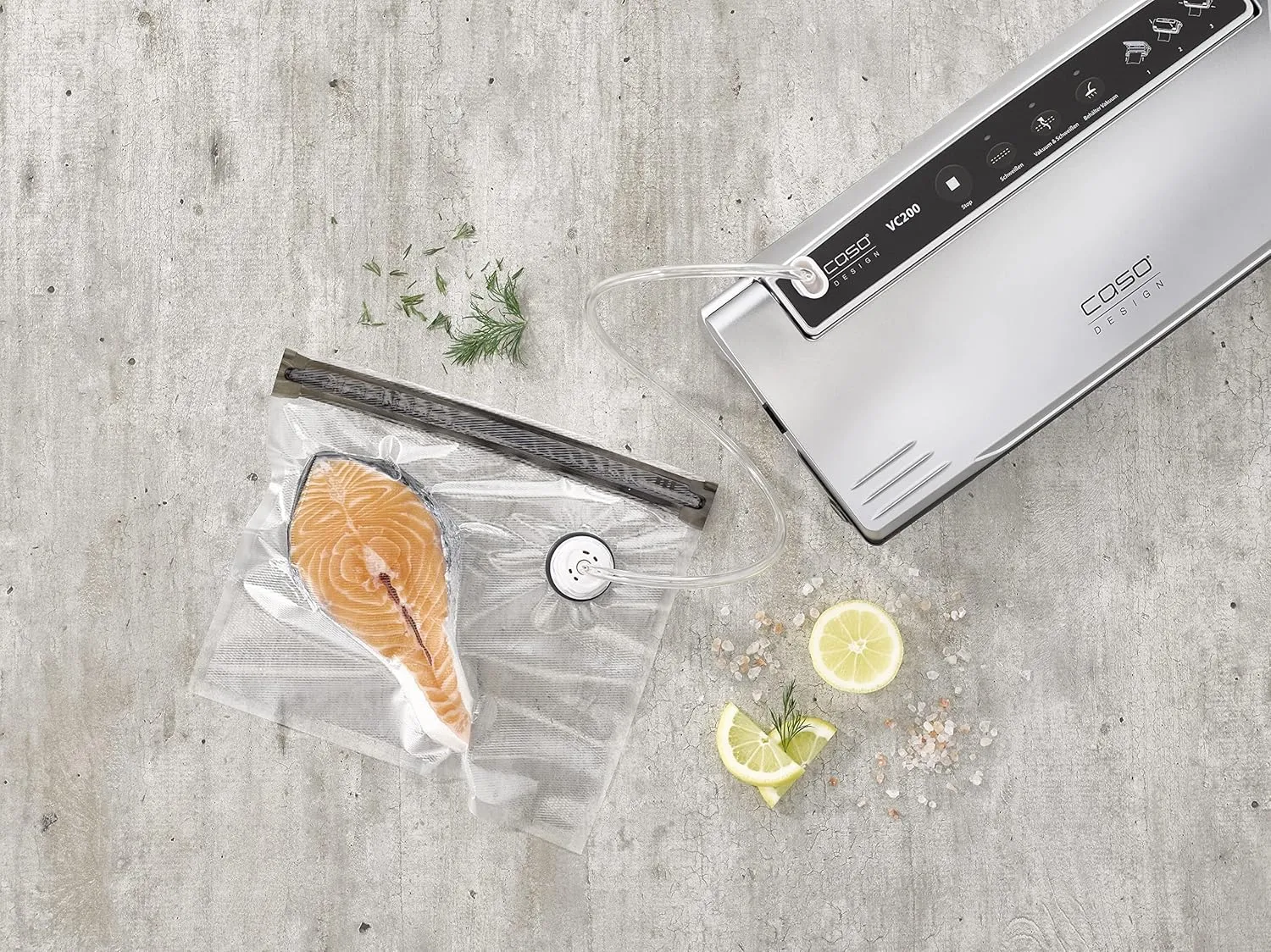 CASO Vacu ZIP-Bags 26 x 23 cm, 20 Bags, SousVide Suitable, BPA-Free, with 150 µm, Extra Strong, Tear-Resistant, Reusable, for Caso (Hand) Vacuum Sealer with Zip Adapter, Includes Food Manager Sticker