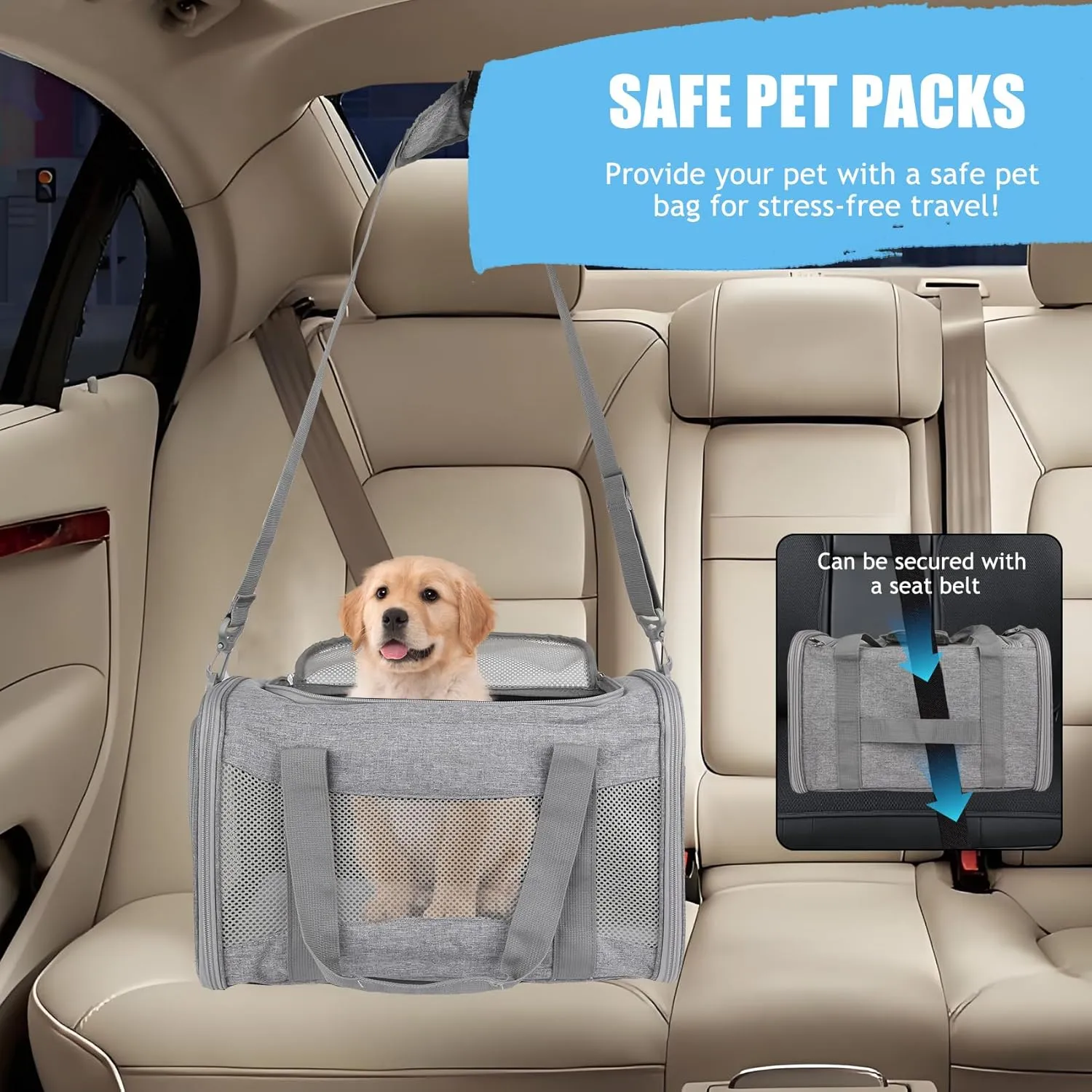 Cat carrier Cat Carrying Case Pet Dog Carrier Soft-Sided Cat Bag Airline Approved, Pet Travel Carrier Up to 15 Lbs, Collapsible Cat Carrier Dog Carrier for Medium Cats Small Cats Dogs (grey, 17*11*11)