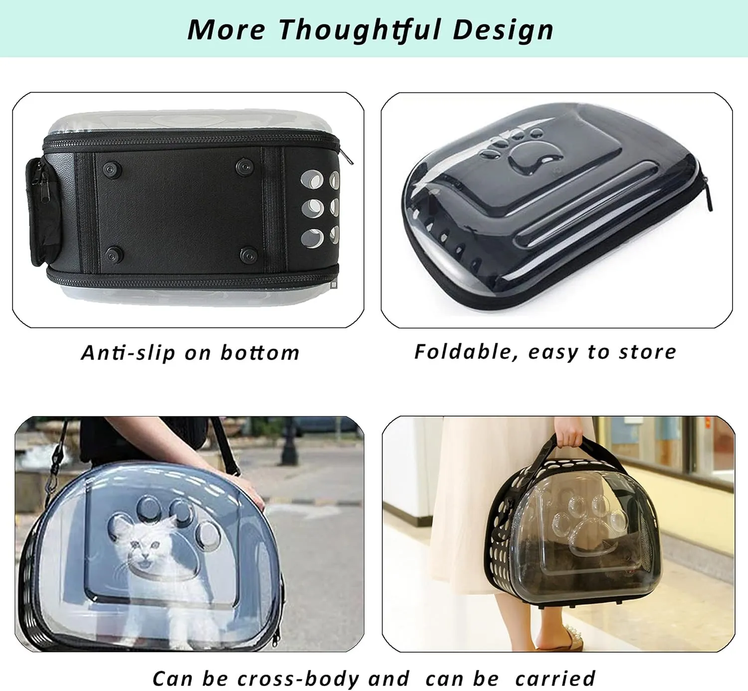 Cat Carrier Collapsible Breathable Package,Space Capsule Transparent Portable Bags Foldable Handbag for Pets Dogs Kitten Puppies,Designed for Travel, Hiking, Walking & Outdoor Use (Pink)