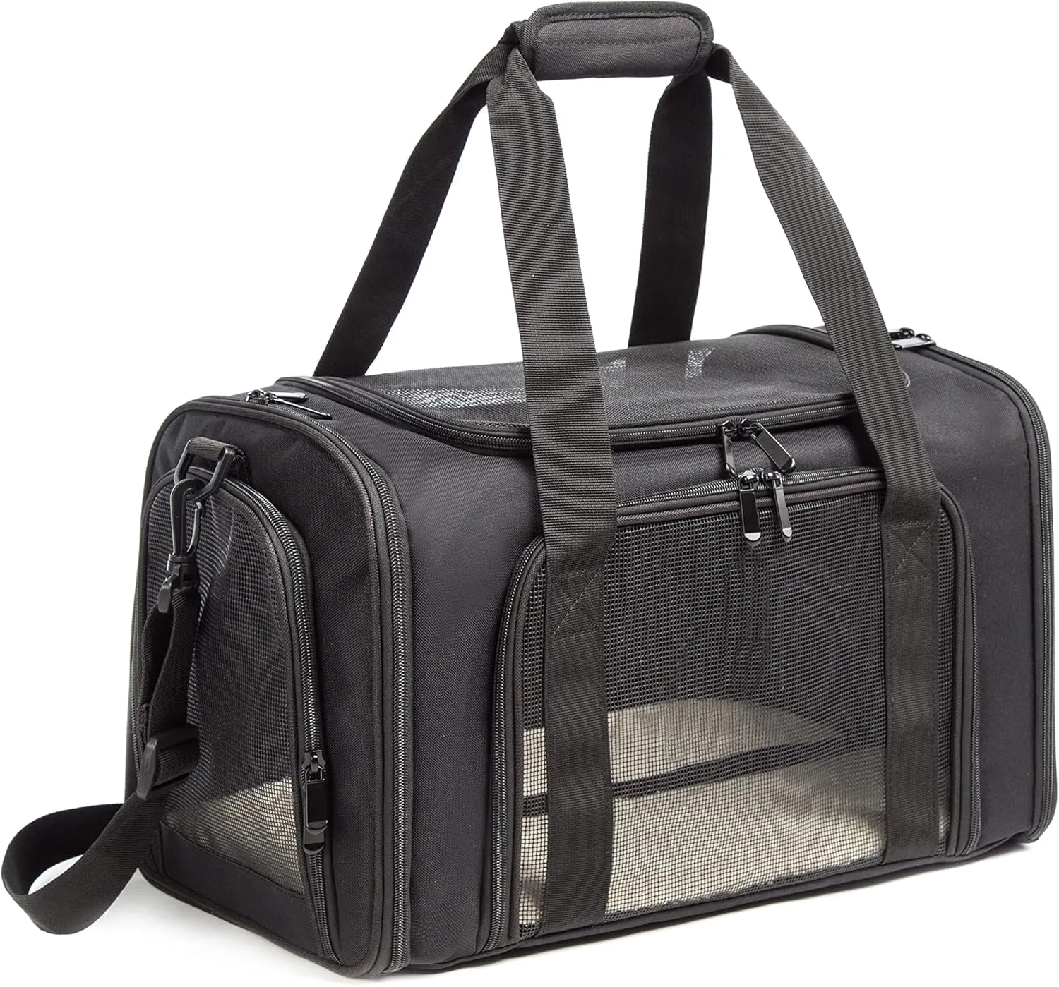Cat Carrier Dog Carrier Pet Carrier Cat Bags for Small Medium Cats Dogs Puppies of 15 Lbs,of Airline Approved Small Dog Bag Soft Sided,Collapsible Travel Puppy Carrier(Large, Black)