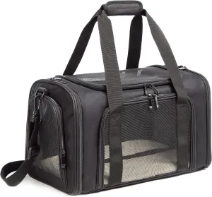 Cat Carrier Dog Carrier Pet Carrier Cat Bags for Small Medium Cats Dogs Puppies of 15 Lbs,of Airline Approved Small Dog Bag Soft Sided,Collapsible Travel Puppy Carrier(Large, Black)