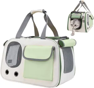Cat Carrier, Dog Carrier, Pet Carrier for Large and Medium Cats to 15 Lbs, Soft-Sided Cat Carrier for Dog and Puppy, Pet Collapsible Travel Carriers for Small Cat Kitten (Green)