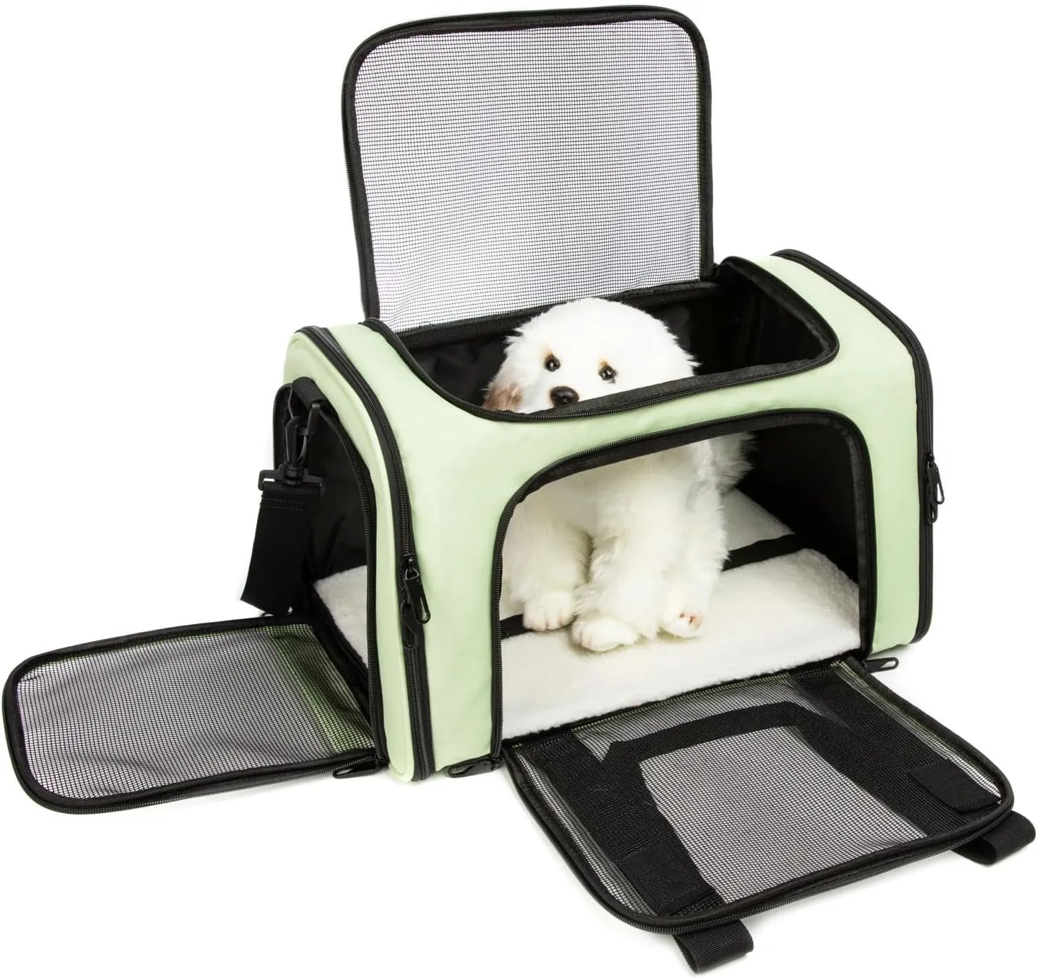 Cat Carrier Dog Carrier Pet Carriers for Medium Small Cats Dogs Puppies up to 15 Lbs,TSA Airline Approved Small Dog Cat Carriers Soft Sided,Collapsible Travel Puppy Carrier (Green, Large)