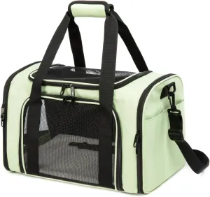 Cat Carrier Dog Carrier Pet Carriers for Medium Small Cats Dogs Puppies up to 15 Lbs,TSA Airline Approved Small Dog Cat Carriers Soft Sided,Collapsible Travel Puppy Carrier (Green, Large)