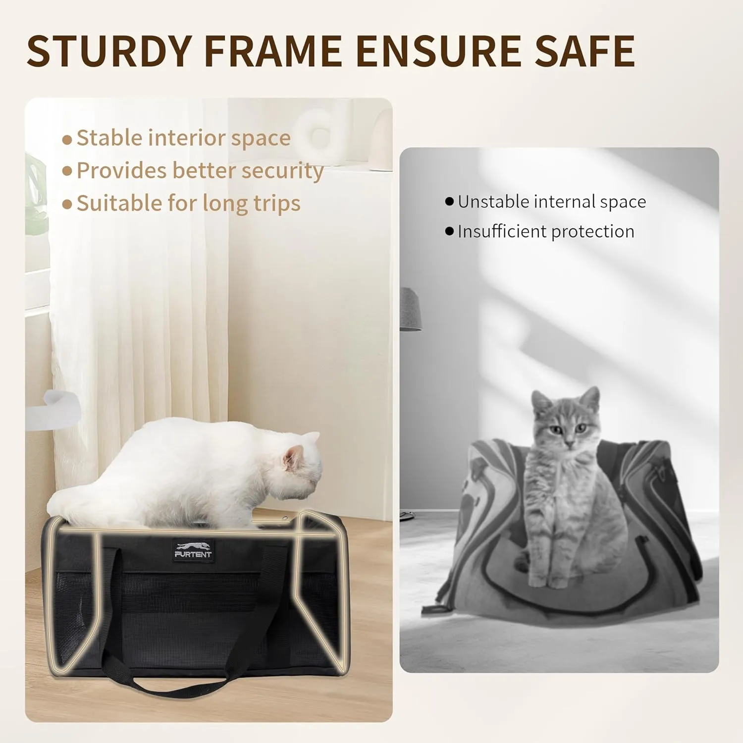 Cat Carrier with Foldable Litter Box for Kitten and Small Dogs Medium Animal Rabbit Puppy Soft Pet Carrier Portable Airline Approved, Travel for Comfort - Fits Pets Up to 15 lbs - Black