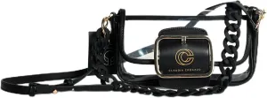 CC COUTURE Stadium Approved Clear Crossbody Bags for Women - PVC 100% PU Plastic Transparent Bag with Chain Strap and Buckle Closure - Clear Bag for Stadium Events, Concerts, and more – Black