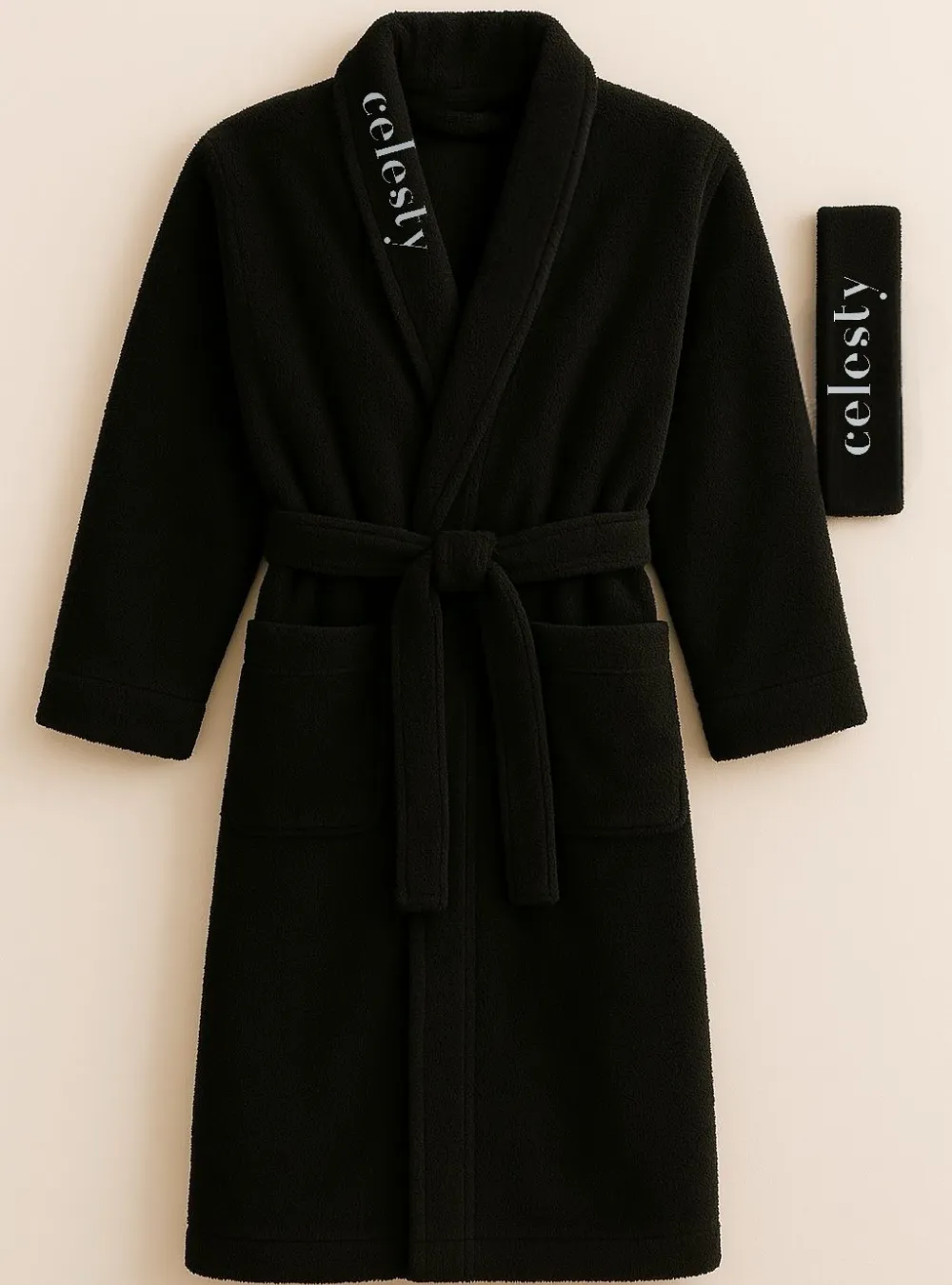 Celesty Luxe Spa Set – Black Robe & Headband