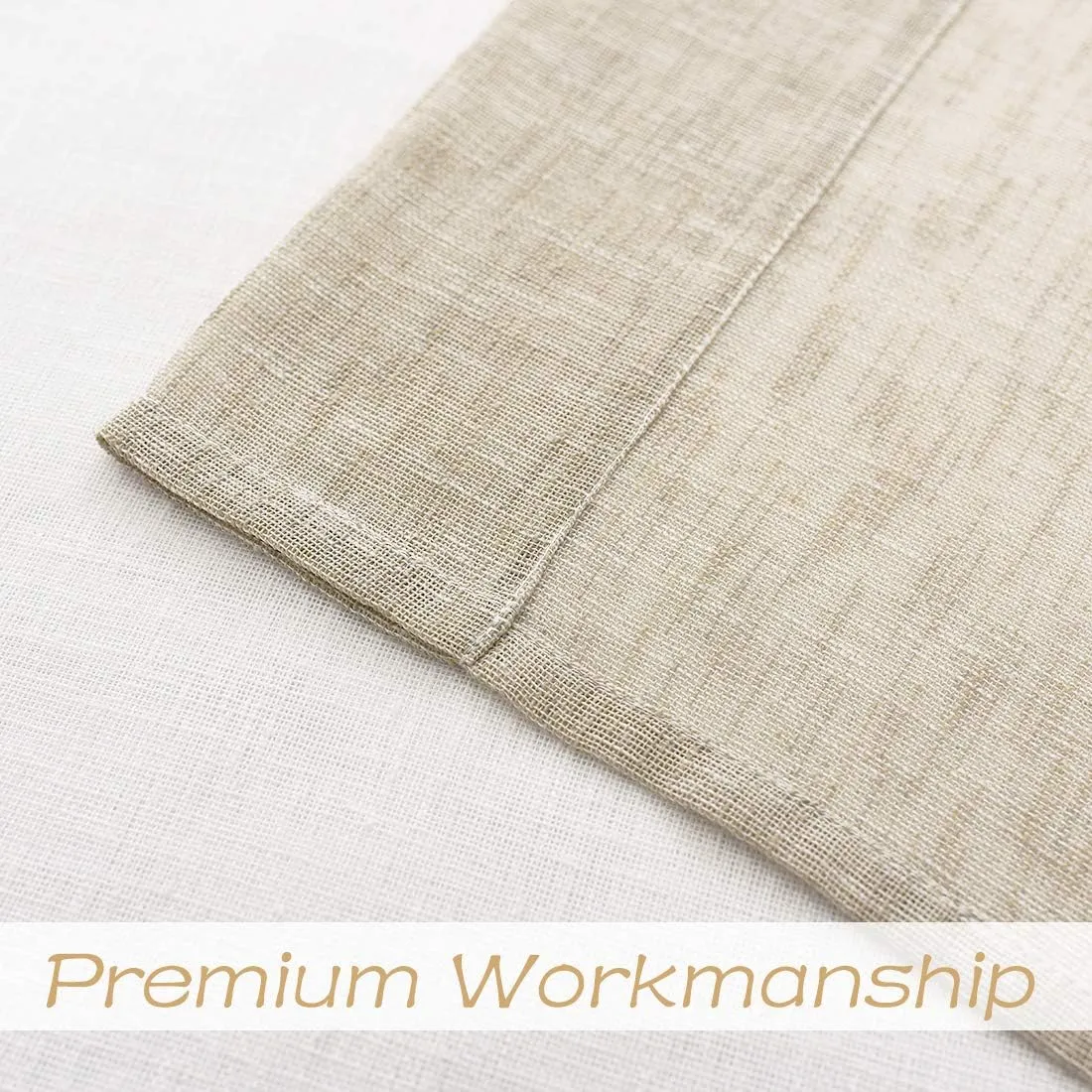 Central Park Tan and Spa Blue Stripe Sheer Color Block Window Curtain Panel Linen Window Treatment for Bedroom Living Room Farmhouse 84 inches Long with Grommets, 2 Panel Rustic Drapes