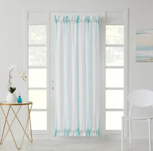 Central Park White French Door Curtain Spa Stripe Sheer Panels Boucle Linen Texture Drapes Rod Pocket Yarn Dyed Woven Window Treatment for Living Room with Tieback (50" Wx 72" L, 2 Panels)