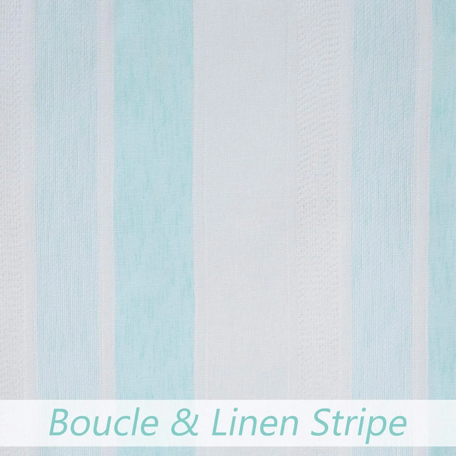 Central Park White French Door Curtain Spa Stripe Sheer Panels Boucle Linen Texture Drapes Rod Pocket Yarn Dyed Woven Window Treatment for Living Room with Tieback (50" Wx 72" L, 2 Panels)