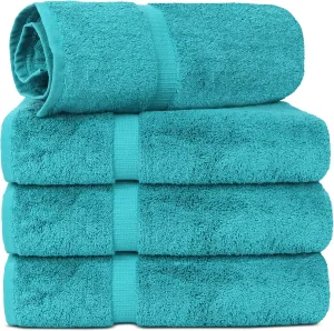Chakir Turkish Linens | Hotel & Spa Quality 100% Cotton Premium Turkish Towels | Soft & Absorbent (30x60 Inches Extra Large Bath Towels, Set of 4 - Aqua)