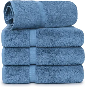 Chakir Turkish Linens | Hotel & Spa Quality 100% Cotton Premium Turkish Towels | Soft & Absorbent (30x60 Inches Extra Large Bath Towels, Set of 4 - Wedgewood)