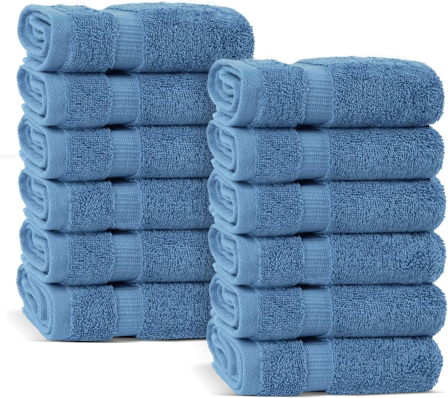 Chakir Turkish Linens Premium Cotton Absorbent Turkish Towels (Washcloths - 12 Piece, Wedgewood)
