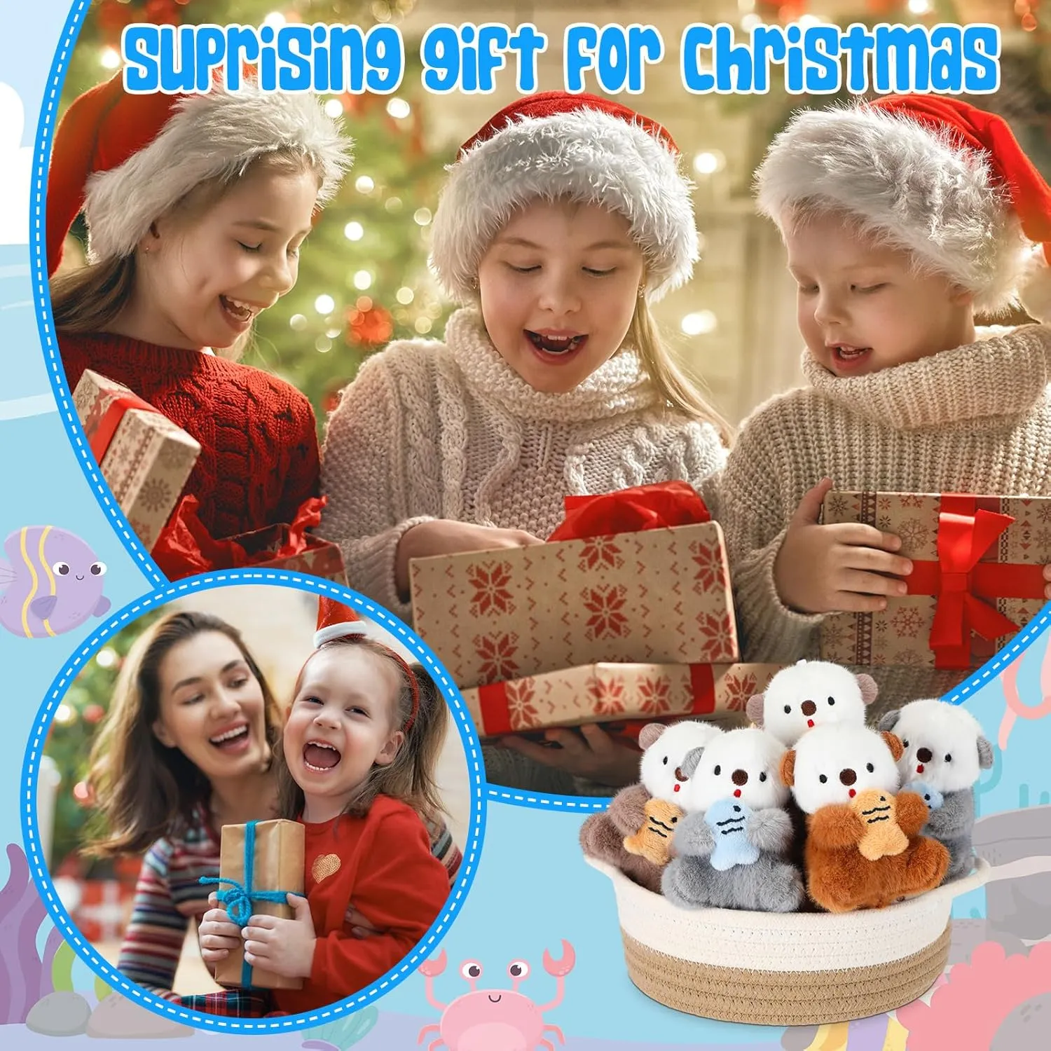 Chalyna 12 Pack Cute Plush Animal Toys 4 Inch Mini Plush Ornament Stuffed Doll Keychain Tote Bag Pendant for Birthday Party Likes DIY Home Decor (Sea Otter Style)