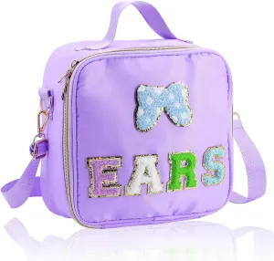 Chenille Letter Bow Mouse Ears Holder Headband Storage Bag, Mouse Ear Travel Case Hair Accessories Organizer