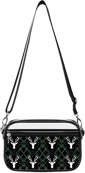 Christmas Deer Clear Bag PVC Clear Crossbody Purse Bag Transparent Shoulder Handbag with Adjustable Strap