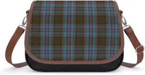 Clan Duffy Tartan Green Irish Plaid Leather Decorative Crossbody Strap Backpack, Large Capacity Shoulder Bag
