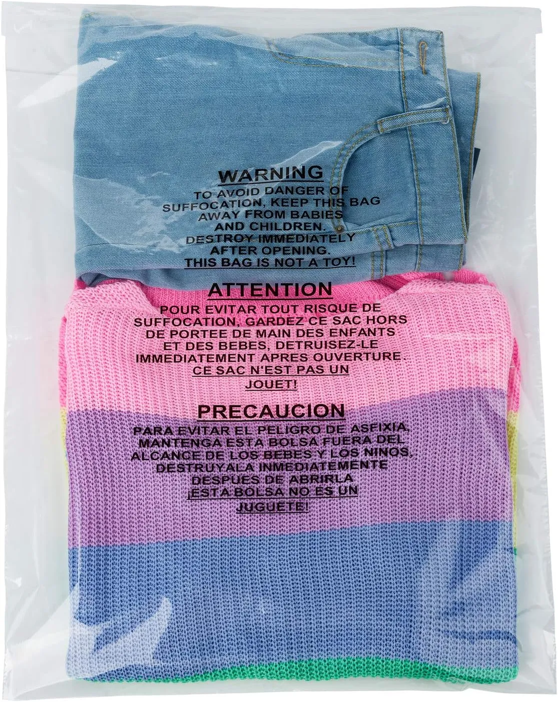 Clear 18x24 Self Seal Poly Bags, Suffocation Warning (100 Count)
