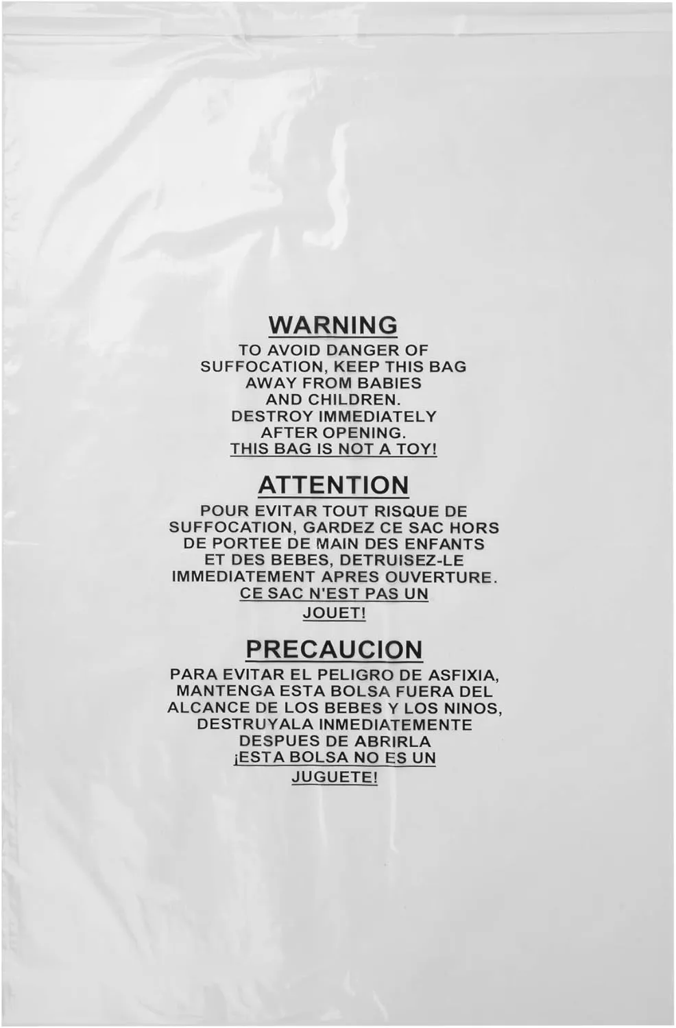 Clear 18x24 Self Seal Poly Bags, Suffocation Warning (100 Count)