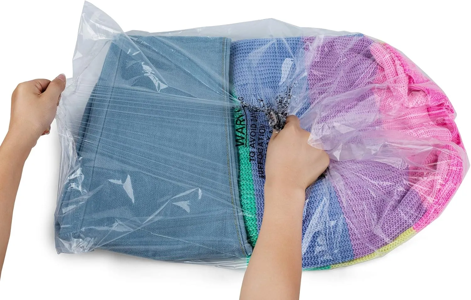 Clear 18x24 Self Seal Poly Bags, Suffocation Warning (100 Count)
