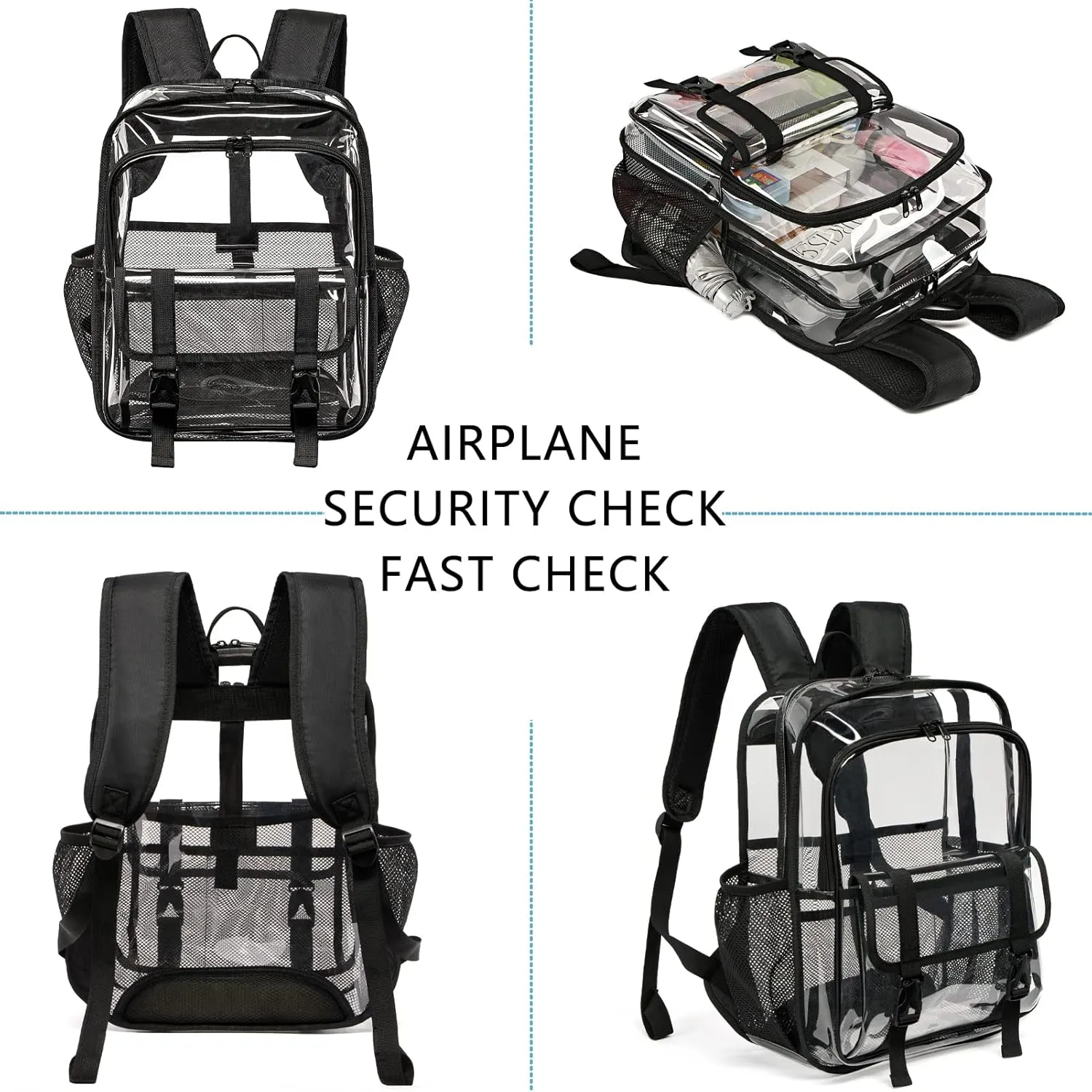 Clear Backpack Clear Bag Stadium Approved Heavy Duty See Through Backpack Waterproof University Transparent Backpack,Grey