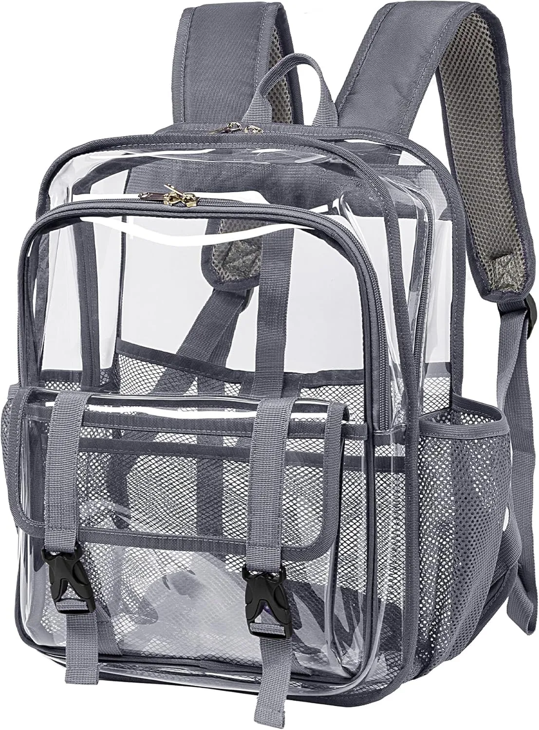 Clear Backpack Clear Bag Stadium Approved Heavy Duty See Through Backpack Waterproof University Transparent Backpack,Grey