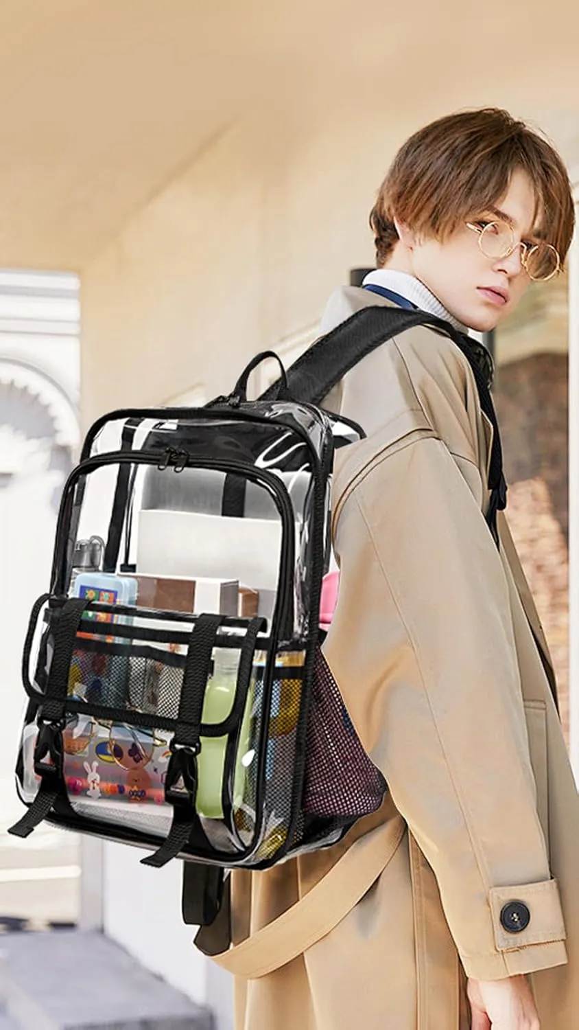 Clear Backpack Clear Bag Stadium Approved Heavy Duty See Through Backpack Waterproof University Transparent Backpack,Light Purple