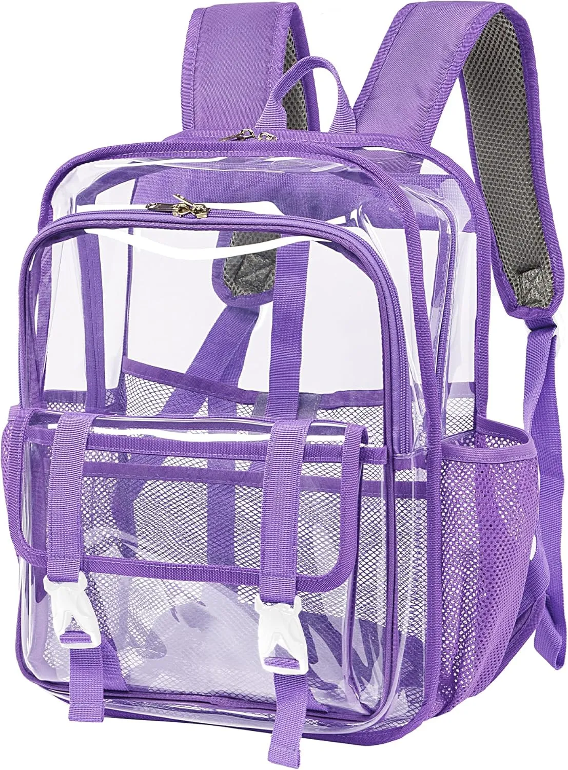 Clear Backpack Clear Bag Stadium Approved Heavy Duty See Through Backpack Waterproof University Transparent Backpack,Light Purple