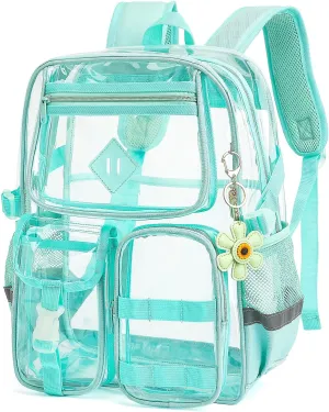 Clear Backpack for School, Heavy Duty Transparent Bookbag for Girls Women with Sunflower Keychain