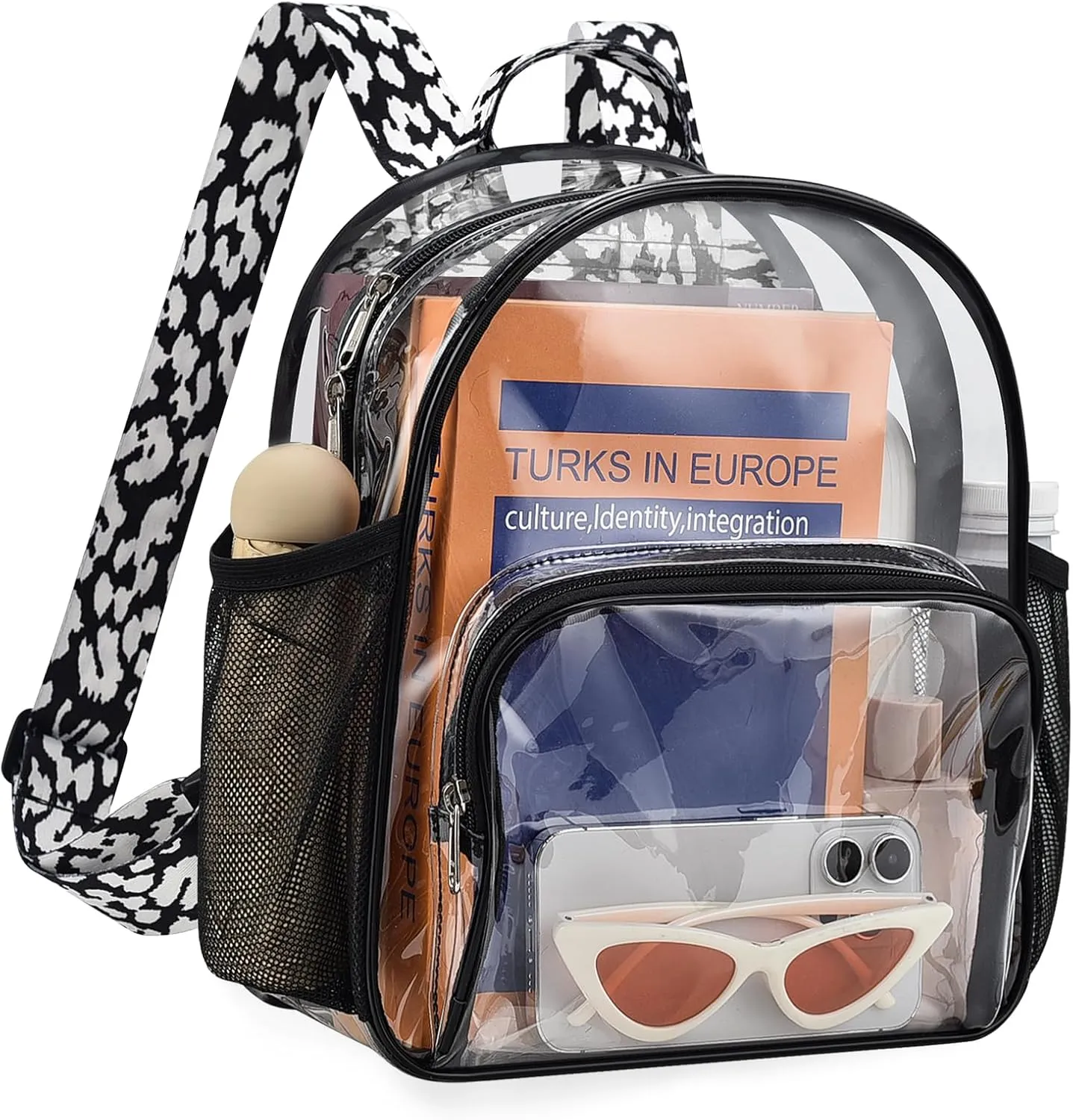 Clear Backpack for Stadium Events 12x12x6 Small Clear Backpack for Concert Sport Events Work Travel,Cow
