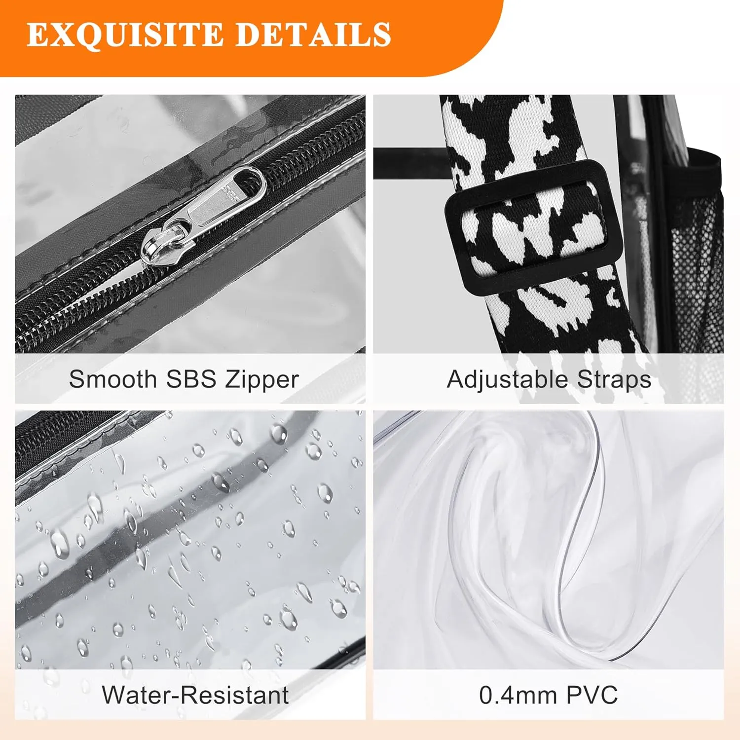 Clear Backpack for Stadium Events 12x12x6 Small Clear Backpack for Concert Sport Events Work Travel,Cow