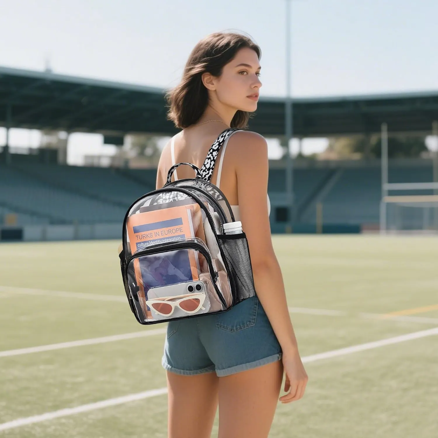 Clear Backpack for Stadium Events 12x12x6 Small Clear Backpack for Concert Sport Events Work Travel,Cow